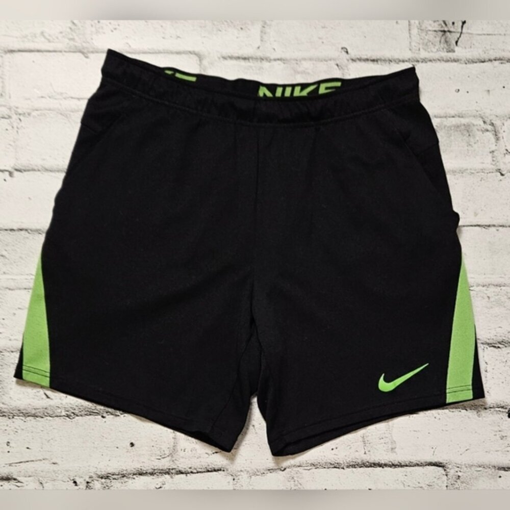 Nike Dri Fit Athletic Shorts Mens Large Black Green Training Running